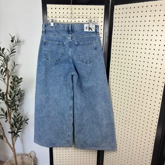 Calvin Klein Low Rise Loose Jeans Baggy Wide Leg Acid Wash 28x30 - Picture 4 of 8
